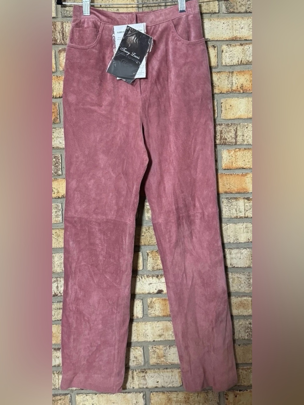 Terry Lewis Women's Genuine Leather Pink Solid Pants Size 4 Regular NWT